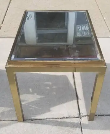 Brass Mirrored Side Table / End Table