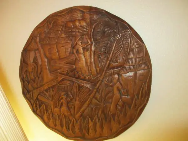 Signed Fernand Pierre Haitian Artist Hand Carved Mid-Cent Wall Hanging