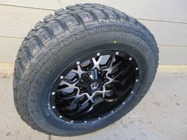 20X10 Black/Silver TIS Rims LT 35 12.50 20 Gladiator M/T Tires *8X170*