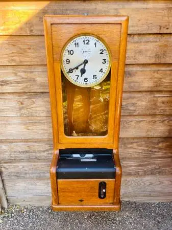 1930s German Judes time clock punch card machine mechanical wall clock