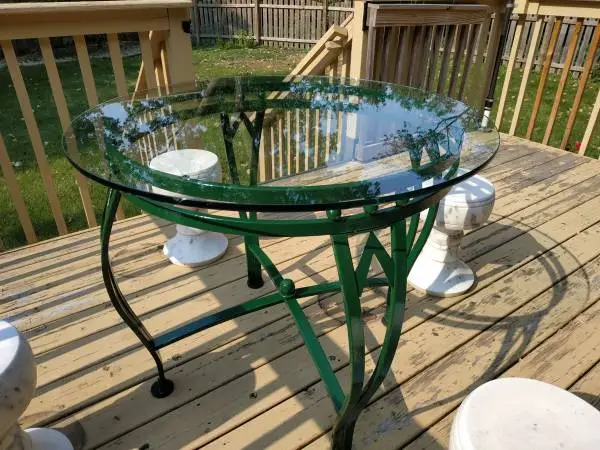 Iron Bistro Table, 0.6-inch Thick Glass Top! Great For Patio or Deck!