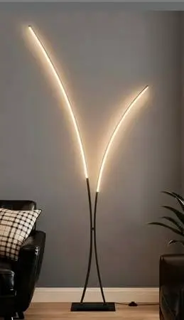 Modern 85.4 Arc Floor Lamp for Living Room, 2 Lights Arched Standing Tall Lamp