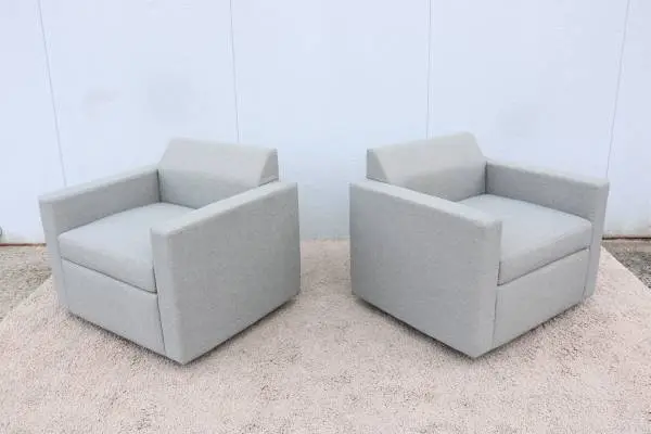 Modern BassamFellows for Herman Miller Bevel Gray Club Armchair a Pair