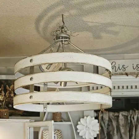 Chandelier with Painted Antique White Frame
