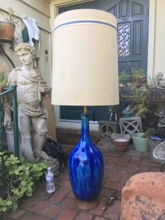 50”tall Colossal Mid Century Modern c1963 glazed hand thrown Lamp/perf