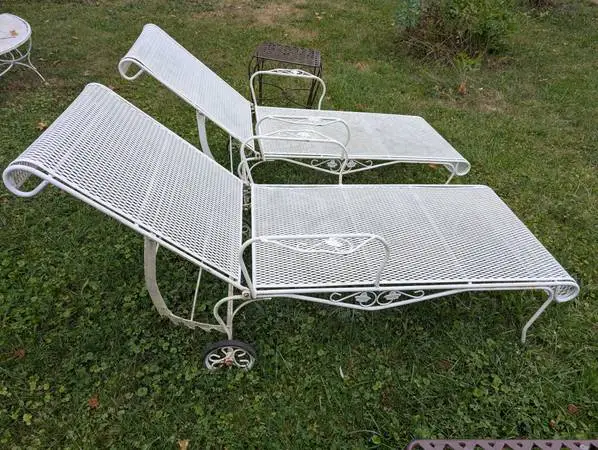 Pair of Woodard Wrought Iron Chaise Lounges