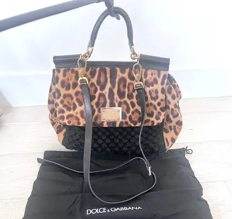 Authentic DOLCE GABBANA Miss Sicily HandBag Leopard $800. Orig$2740