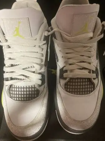 Air Jordan’s 4 retro white grey and lime green