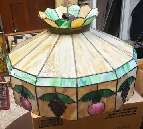 Chandelier Stain glass lamp shade  25 across X 15  high