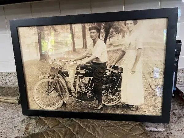 1900 vintage harley davidson framed photo