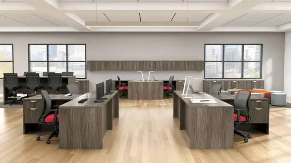 L shape office desk 30x66 with 24x48 return Artisan Driftwood Grey