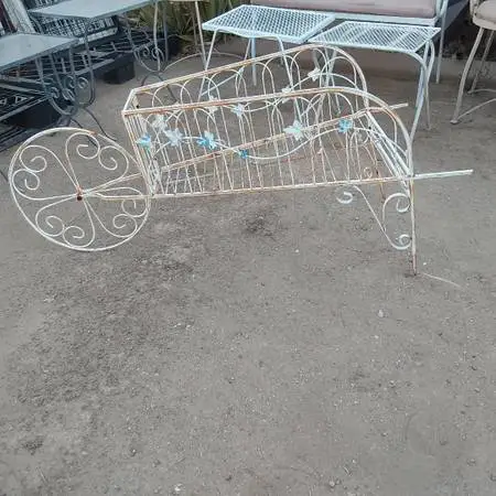 Metal Flower Cart Garden Decoration