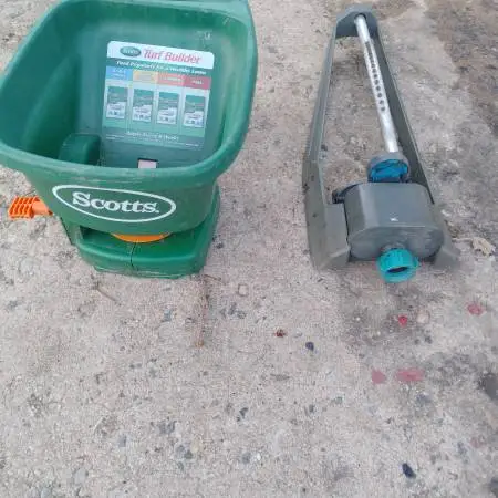 Scotts spreader and sprinkler, $15 for both