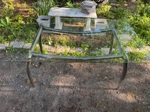 Vintage chrome and glass mid century modern looking dining table