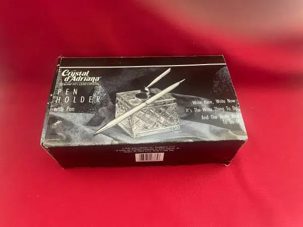 Vintage Crystal dAdriana Genuine 24% Lead Crystal Pen Holder And Pen