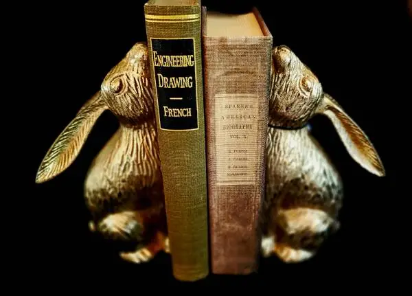 Gold Bunny Bookends
