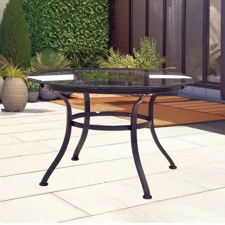 36 Round Glass Top Outdoor Patio Dining Table