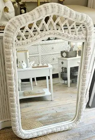 White Wicker Mirror