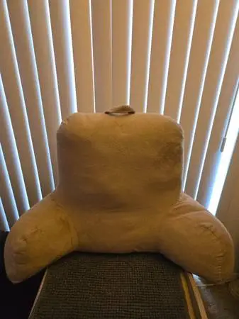 Large Beige Plush Faux Fur Backrest Lounge Pillow