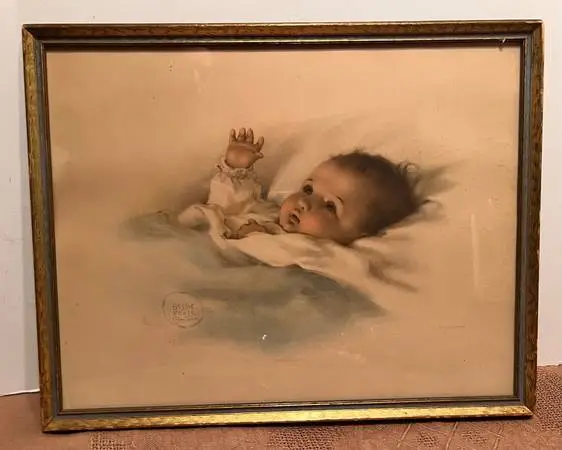 Vintage 1930s Bessie Pease Gutmann Awakening Print, Framed