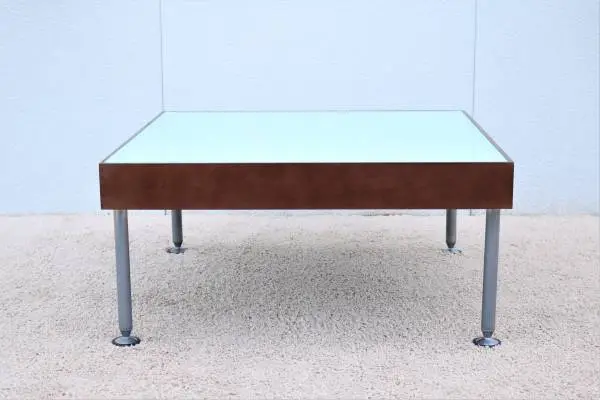 Modern Coalesse and Steelcase Sidewalk Glass Top Square Coffee Table