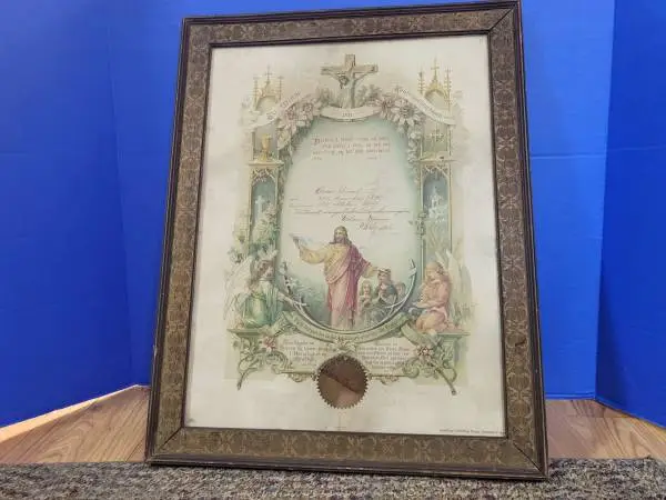 1899 Antique German Confirmation Certificate
