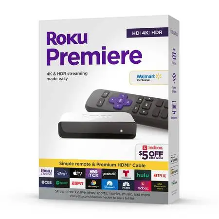 New Roku Premiere 4K/HDR Streaming Media Player w/ HDMI Cable & Remote