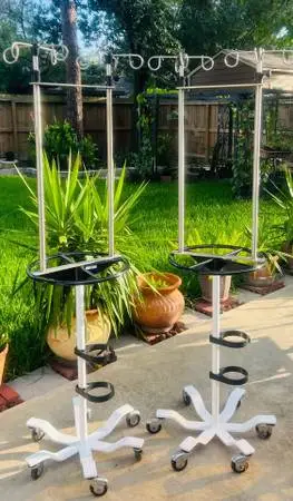 one Stainless Steel Heavy Duty IV Pole / IV Stand with 6-Leg
