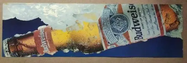 Budweiser Plastic Poster Printed Both Sides 48 X  14-1/2