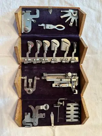 Antique 1889 Singer Sewing Machine “Oak Puzzle Box w/ Attachments”