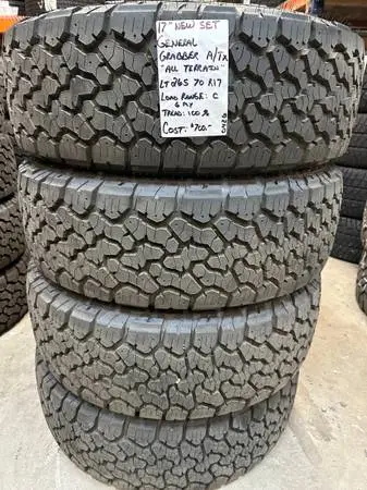 NEW Set of 17” General Grabber 6 Ply Tires LT265/70R17