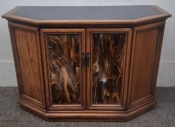 Mid Century (Stained Glass) Solid Oak Hall Table TV STAND