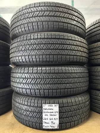 Set of 17” Yokohama Geolander  Tires 225/65r17