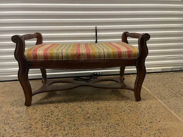 Vintage mahogany finished upholstered bench