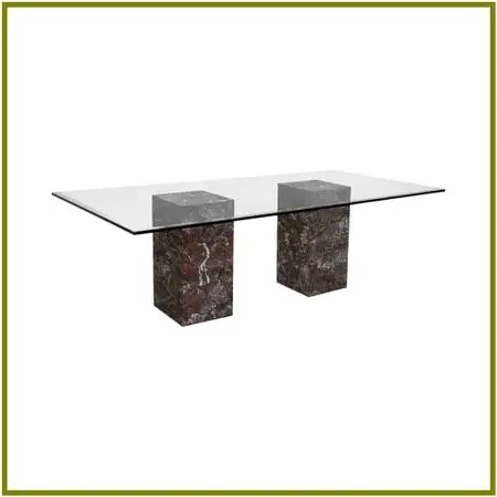 Vintage Faux Marble With Tempered Glass Dining Table