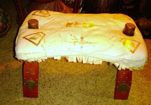 VINTAGE CAMEL SADDLE STOOL OTTOMAN