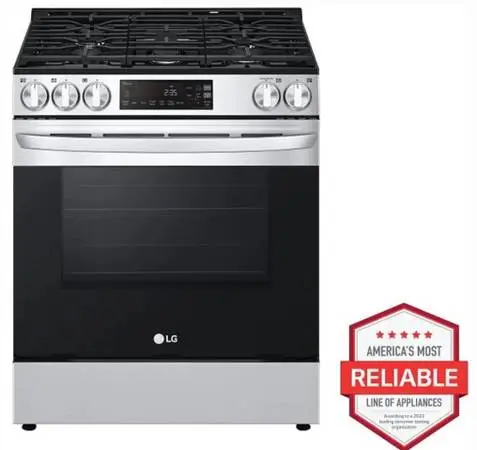 30” LG Slide-In Gas Smart Range 5 Sealed Burners Stainless Steel New.
