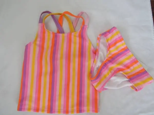 New Girls 4T Multi Color Stripe Swimsuit