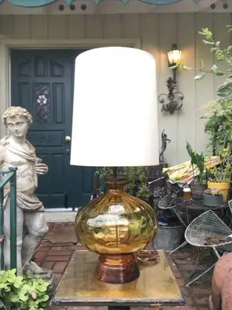 Colossal (37”Tx16”W)1960s hnd blown Mid Century Modern Lamp/rewired