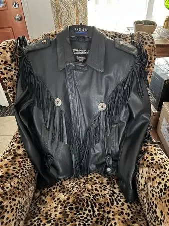Open Road (Thinsulate) Fringed Leather Jacket, Small