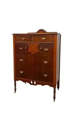 Vintage 5-Drawer Tallboy Dresser-Vintage Chest of Drawers with Dovetail Joinery