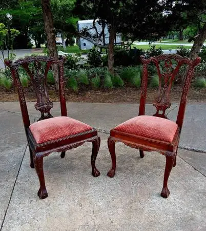 Vintage Solid Mahogany Traditional Chippendale Style Dining Side Chair