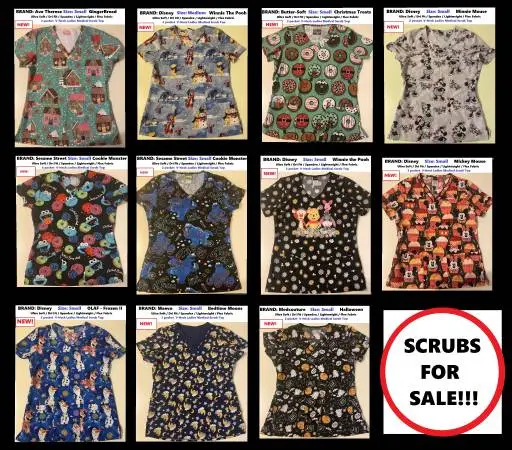 BRAND NEW SCRUBS FOR SALE!!!  LIGHT WEIGHT - DRI FIT - FLEX - DISNEY