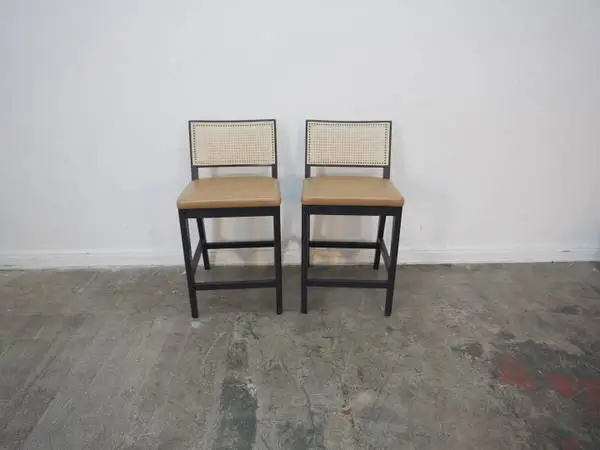 Castlery Sloane Cane and Leather Counter Stool (set of 2)