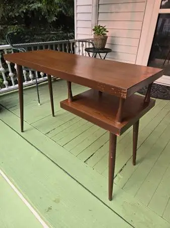 Mid Century Modern Faux Walnut Desk