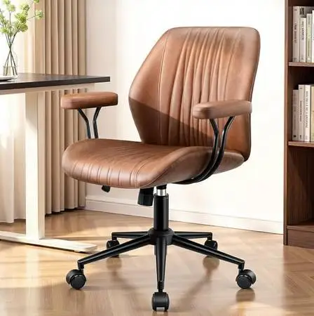 Brown Leather Office Chair - Set of 2
