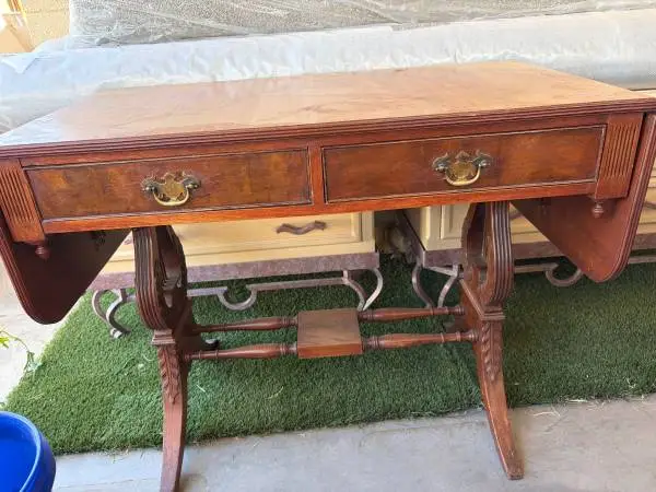 Antique table with folding sides and More