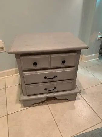 small three-drawer wooden chest