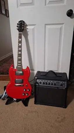 Epiphone electric guitar and amp