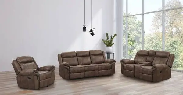 AGATA Reclining 3 pc Sofa Set - Brown